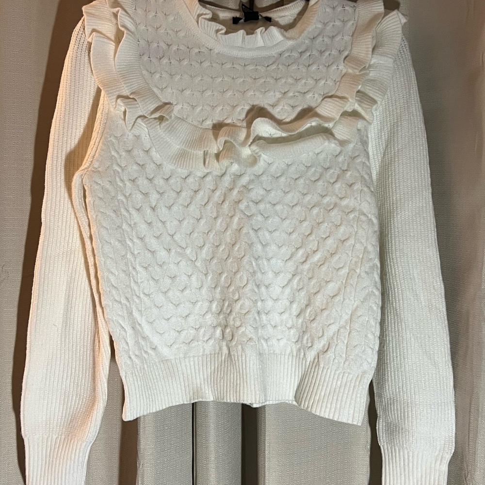 Forever 21 Cream Chunky Knit Crew Neck Sweater
